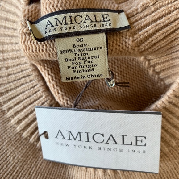 Amicale Cashmere Genuine Fox Fur Pompom Beret main image 5